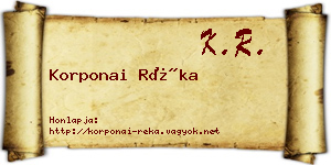 Korponai Réka névjegykártya